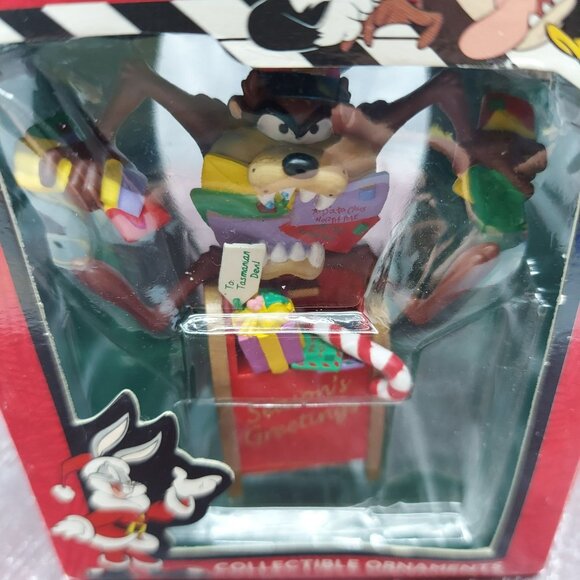 Looney Tunes Christmas Collectible Ornament Featuring Taz Holiday Decor - Picture 4 of 6